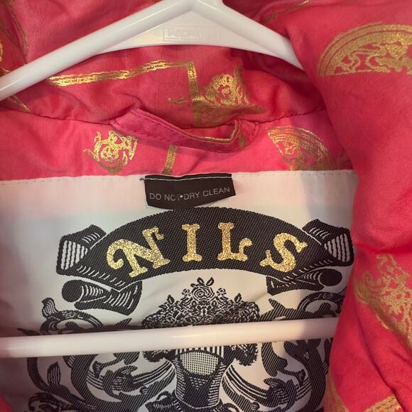 Vintage Nils Skiwear Women’s Winter Ski Coat Size 10 Pink Gold Full Zip - Picture 7 of 13